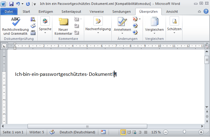 Das gesicherte Word-Dokument kann nicht bearbeitet werden