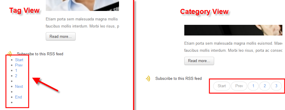 Fehler der Pagination in Tag-View